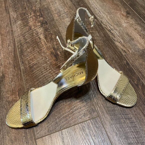 MICHAEL Michael Kors Gold Sandal Ankle Strap Women 7 - Picture 7 of 9